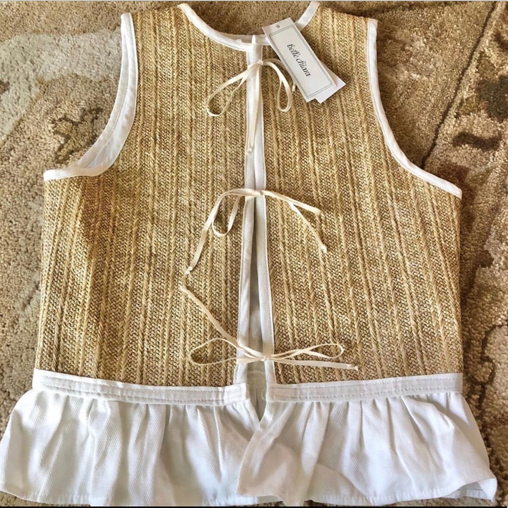 ❤️SOLD❤️NWT 100% Organic Cotton and Natural Raffia Vest